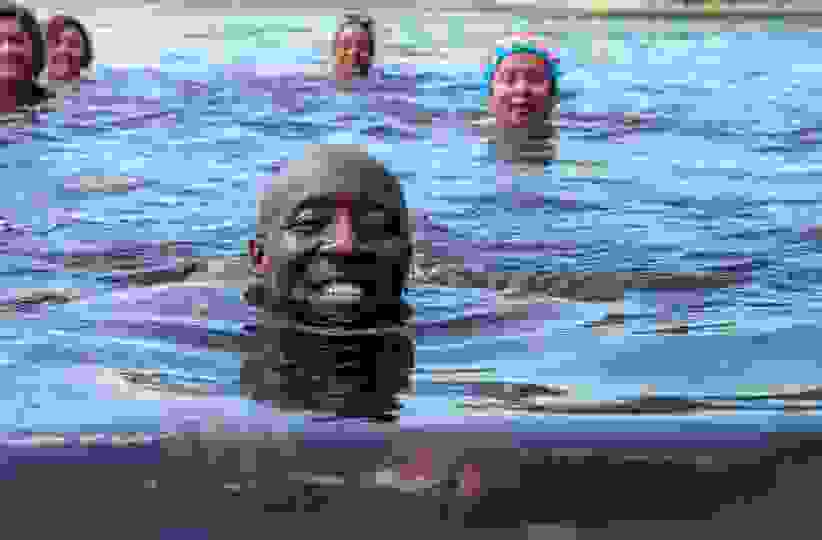 man in water