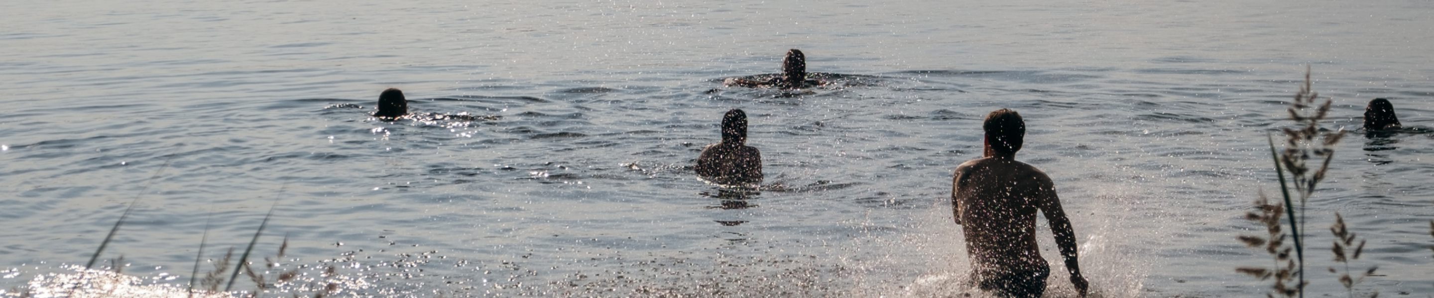 A group of people in cold water