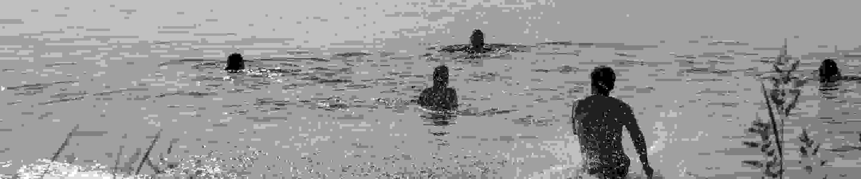 A group of people in cold water